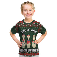 Christmas Bowling Rollin With My Snowmies Kid T Shirt Xmas Holiday Patterns - Wonder Print Shop