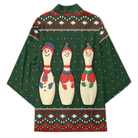 Christmas Bowling Rollin With My Snowmies Kimono Xmas Holiday Patterns - Wonder Print Shop