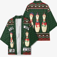 Christmas Bowling Rollin With My Snowmies Kimono Xmas Holiday Patterns - Wonder Print Shop
