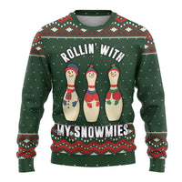 Christmas Bowling Rollin With My Snowmies Ugly Christmas Sweater Xmas Holiday Patterns - Wonder Print Shop