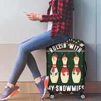 Christmas Bowling Rollin With My Snowmies Luggage Cover Xmas Holiday Patterns - Wonder Print Shop