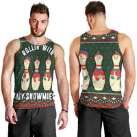 Christmas Bowling Rollin With My Snowmies Men Tank Top Xmas Holiday Patterns - Wonder Print Shop