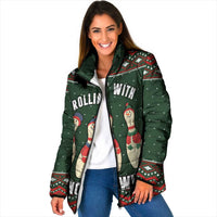 Christmas Bowling Rollin With My Snowmies Padded Jacket Xmas Holiday Patterns - Wonder Print Shop
