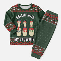 Christmas Bowling Rollin With My Snowmies Christmas Pajama Set Xmas Holiday Patterns - Wonder Print Shop