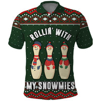 Christmas Bowling Rollin With My Snowmies Polo Shirt Xmas Holiday Patterns - Wonder Print Shop