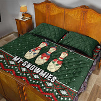 Christmas Bowling Rollin With My Snowmies Quilt Bed Set Xmas Holiday Patterns - Wonder Print Shop