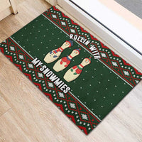 Christmas Bowling Rollin With My Snowmies Rubber Doormat Xmas Holiday Patterns - Wonder Print Shop