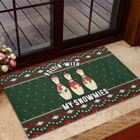 Christmas Bowling Rollin With My Snowmies Rubber Doormat Xmas Holiday Patterns - Wonder Print Shop