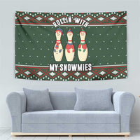 Christmas Bowling Rollin With My Snowmies Tapestry Xmas Holiday Patterns - Wonder Print Shop
