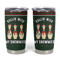 Christmas Bowling Rollin With My Snowmies Tumbler Cup Xmas Holiday Patterns - Wonder Print Shop