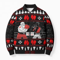 Christmas Boxing Santa And Krampus Bomber Puffer Jacket Xmas Holiday Patterns - Wonder Print Shop