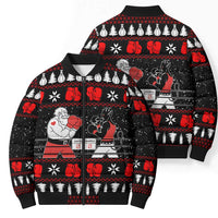 Christmas Boxing Santa And Krampus Bomber Puffer Jacket Xmas Holiday Patterns - Wonder Print Shop