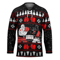 Christmas Boxing Santa And Krampus Hockey Jersey Xmas Holiday Patterns - Wonder Print Shop