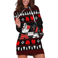 Christmas Boxing Santa And Krampus Hoodie Dress Xmas Holiday Patterns - Wonder Print Shop