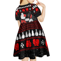 Christmas Boxing Santa And Krampus Kid Short Sleeve Dress Xmas Holiday Patterns - Wonder Print Shop