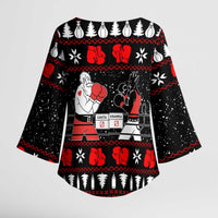 Christmas Boxing Santa And Krampus Kimono Sleeve Blouse Xmas Holiday Patterns - Wonder Print Shop