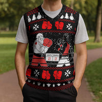 Christmas Boxing Santa And Krampus Christmas Knitted V-Neck Vest Xmas Holiday Patterns - Wonder Print Shop