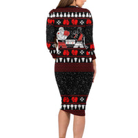 Christmas Boxing Santa And Krampus Long Sleeve Bodycon Dress Xmas Holiday Patterns - Wonder Print Shop