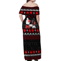 Christmas Boxing Santa And Krampus Off Shoulder Maxi Dress Xmas Holiday Patterns - Wonder Print Shop