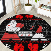 Christmas Boxing Santa And Krampus Round Carpet Xmas Holiday Patterns - Wonder Print Shop