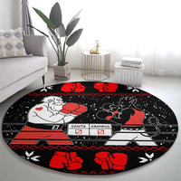 Christmas Boxing Santa And Krampus Round Carpet Xmas Holiday Patterns - Wonder Print Shop