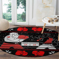 Christmas Boxing Santa And Krampus Round Carpet Xmas Holiday Patterns - Wonder Print Shop