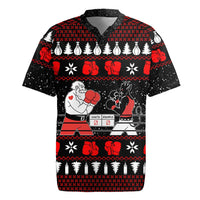 Christmas Boxing Santa And Krampus Rugby Jersey Xmas Holiday Patterns - Wonder Print Shop