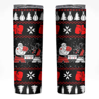 Christmas Boxing Santa And Krampus Skinny Tumbler Xmas Holiday Patterns - Wonder Print Shop
