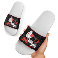 Christmas Boxing Santa And Krampus Slide Sandals Xmas Holiday Patterns - Wonder Print Shop