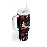 Christmas Boxing Santa And Krampus Tumbler With Handle Xmas Holiday Patterns - Wonder Print Shop