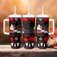 Christmas Boxing Santa And Krampus Tumbler With Handle Xmas Holiday Patterns - Wonder Print Shop