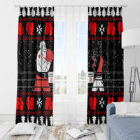 Christmas Boxing Santa And Krampus Window Curtain Xmas Holiday Patterns - Wonder Print Shop