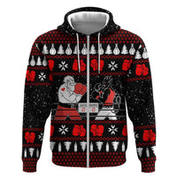 Christmas Boxing Santa And Krampus Zip Hoodie Xmas Holiday Patterns - Wonder Print Shop