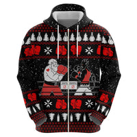 Christmas Boxing Santa And Krampus Zip Hoodie Xmas Holiday Patterns - Wonder Print Shop