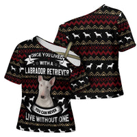 Christmas Bull Dog Terrier Cross Shoulder Shirt Xmas Holiday Patterns - Wonder Print Shop