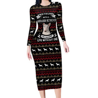 Christmas Bull Dog Terrier Long Sleeve Bodycon Dress Xmas Holiday Patterns - Wonder Print Shop