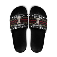 Christmas Bull Dog Terrier Slide Sandals Xmas Holiday Patterns - Wonder Print Shop