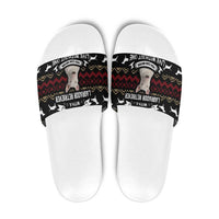 Christmas Bull Dog Terrier Slide Sandals Xmas Holiday Patterns - Wonder Print Shop