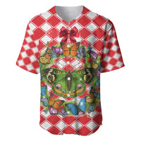 Christmas Butterfly Wreath Baseball Jersey Xmas Holiday Patterns - Wonder Print Shop
