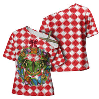 Christmas Butterfly Wreath Cross Shoulder Shirt Xmas Holiday Patterns - Wonder Print Shop