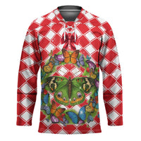 Christmas Butterfly Wreath Hockey Jersey Xmas Holiday Patterns - Wonder Print Shop