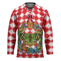 Christmas Butterfly Wreath Hockey Jersey Xmas Holiday Patterns - Wonder Print Shop