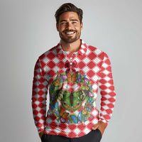 Christmas Butterfly Wreath Long Sleeve Polo Shirt Xmas Holiday Patterns - Wonder Print Shop