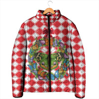 Christmas Butterfly Wreath Padded Jacket Xmas Holiday Patterns - Wonder Print Shop