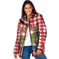 Christmas Butterfly Wreath Padded Jacket Xmas Holiday Patterns - Wonder Print Shop