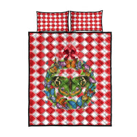 Christmas Butterfly Wreath Quilt Bed Set Xmas Holiday Patterns - Wonder Print Shop