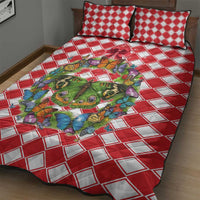 Christmas Butterfly Wreath Quilt Bed Set Xmas Holiday Patterns - Wonder Print Shop