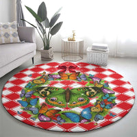 Christmas Butterfly Wreath Round Carpet Xmas Holiday Patterns - Wonder Print Shop
