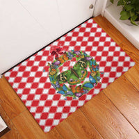 Christmas Butterfly Wreath Rubber Doormat Xmas Holiday Patterns - Wonder Print Shop