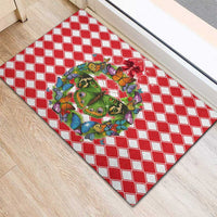 Christmas Butterfly Wreath Rubber Doormat Xmas Holiday Patterns - Wonder Print Shop